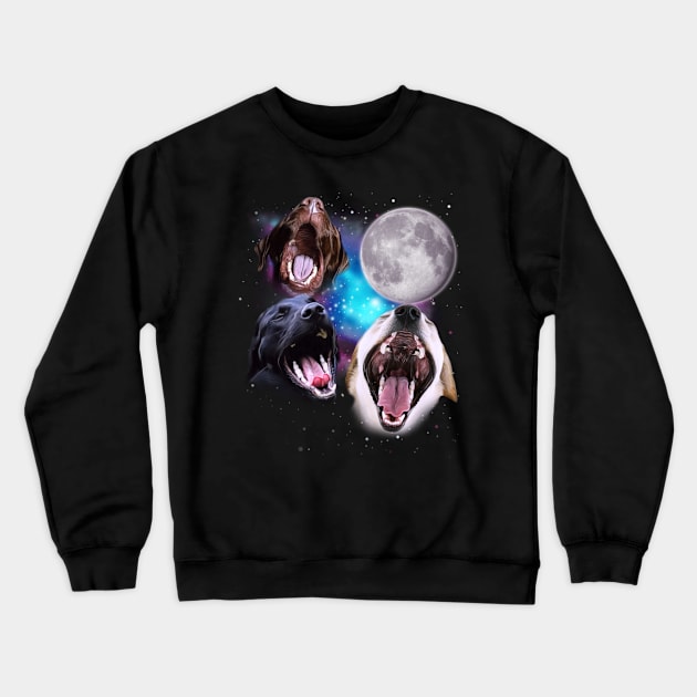 Three Labs Howl at the Moon Crewneck Sweatshirt by darklordpug